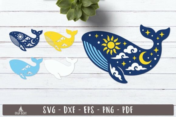 3d Celestial Whale Layered SVG Design Review