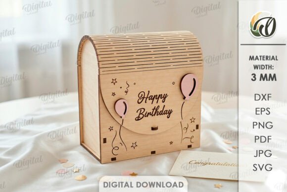3D Gift Box Laser Cut. Happy Birthday