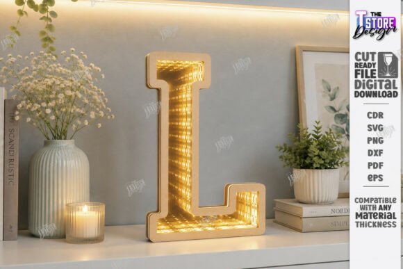 3D Infinity Mirror Letter Laser Cut CNC for Home Decor