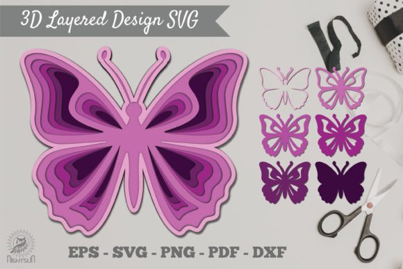 3d Layered Butterfly SVG 3: A Review for Shapes and Digital Sellers