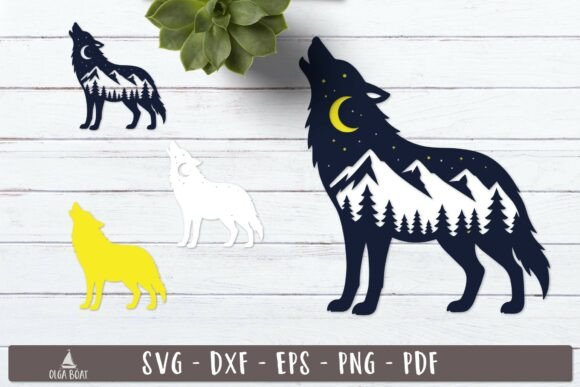 3d Mountain Wolf Layered SVG Design