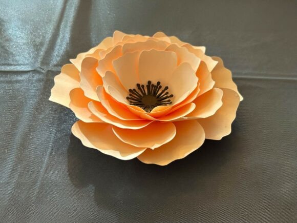 3D Peach Paper Flower Template DIY Floral Decor