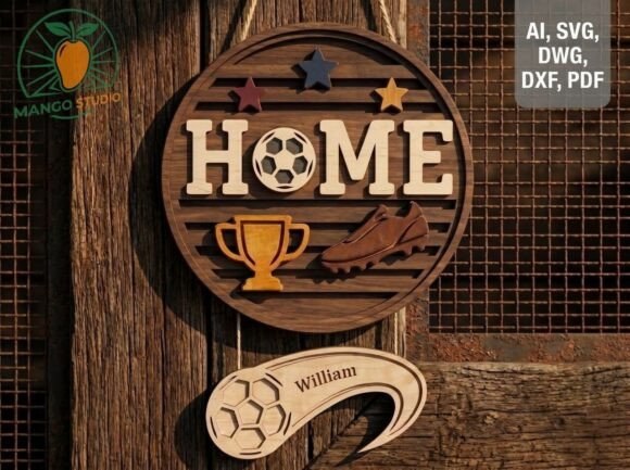 3D Soccer Home Sign Custom Nameplate for Laser Cutting Signs