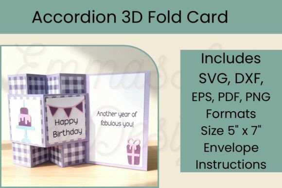 3D SVG Accordion Fold Birthday Card