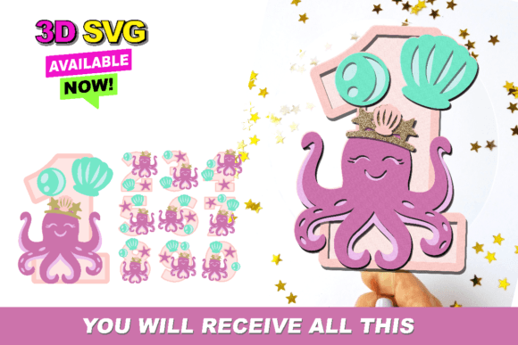 Baby Octopus Numbers 3D SVG Review