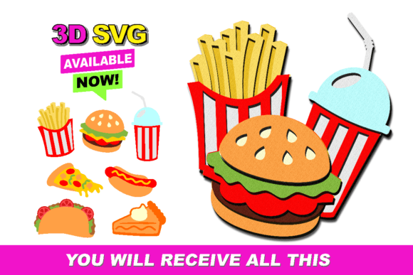 Fast Food Elements 3D SVG Review for Handmade Sellers