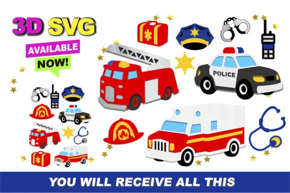 First Responder Elements 3D SVG: Shapes for Crafters