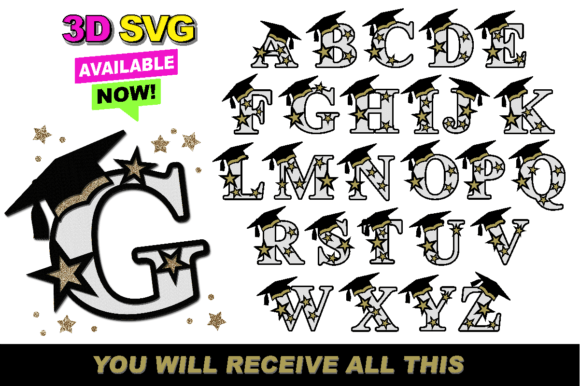 Graduation Alphabet 3D SVG Review