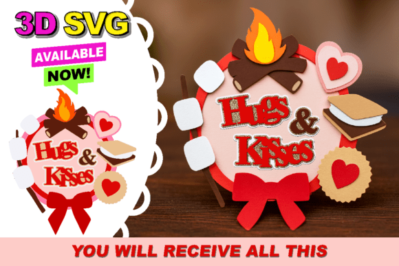 Hugs and Kisses Shaker Topper 3D SVG