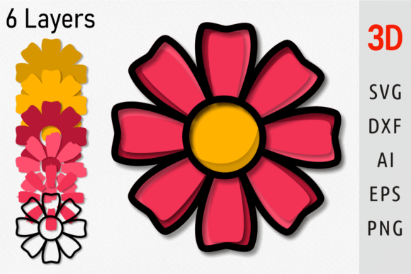 Layered Flower Svg 3d Flower Svg Daisy