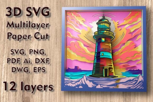 Lighthouse 3D SVG Shadow Box Paper Files