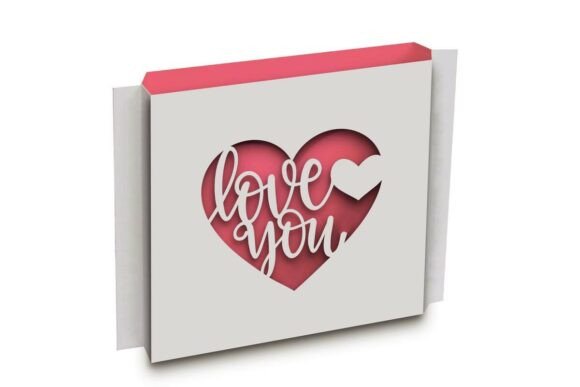 Love You Heart 3D Shadow Box Card SVG