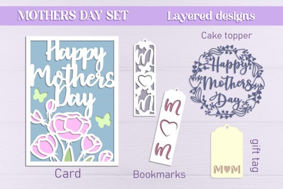 Mother S Day Laser Cutting Mothers Day Card Svg, 3d Layered Mom Set
