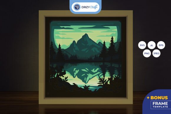 Mountain Lake Reflection 3D Layered: A Designer’s Review of This 3D SVG Shadow Box Asset