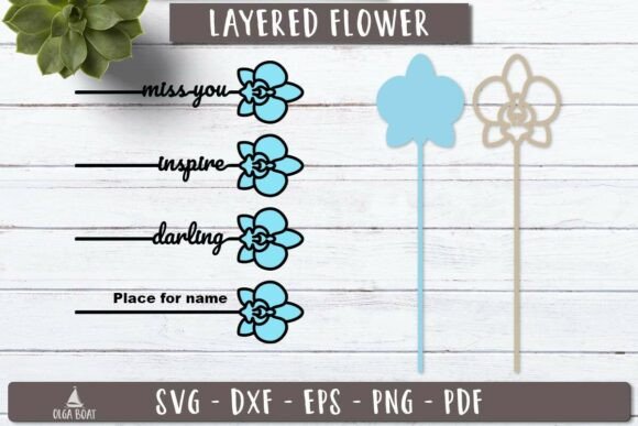 Orchid Flower Name SVG 3d Layered Laser for Celebrations
