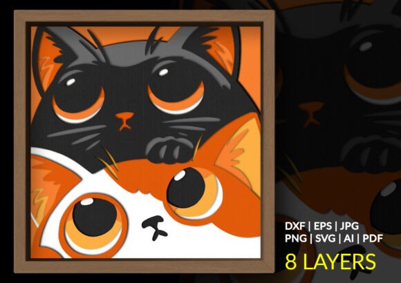 Stacked Cats Duo 3D Shadow Box SVG Review